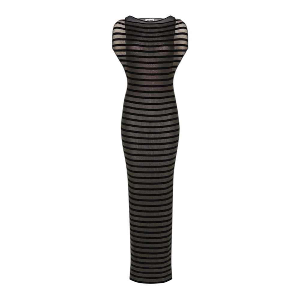 NWT Jean Paul Gaultier Marinière Striped Black Mesh Dress